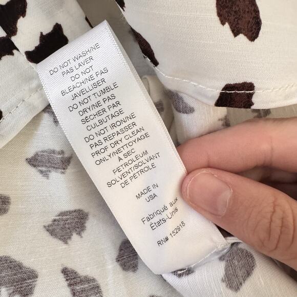 Carolina Herrera Polka Dot Button Down Blouse White Black Viscose Sz 6 NWT - Picture 11 of 11